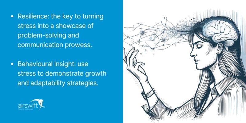 Graphic of a woman managing stress, engineering interview strategy